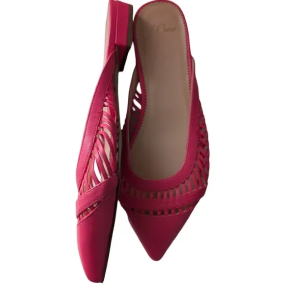 J.Crew Gwen Mule Pink Azalea Pointed Toe Flats Size 6.5
