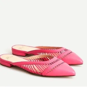 J.Crew Gwen Mule Pink Azalea Pointed Toe Flats Size 6.5