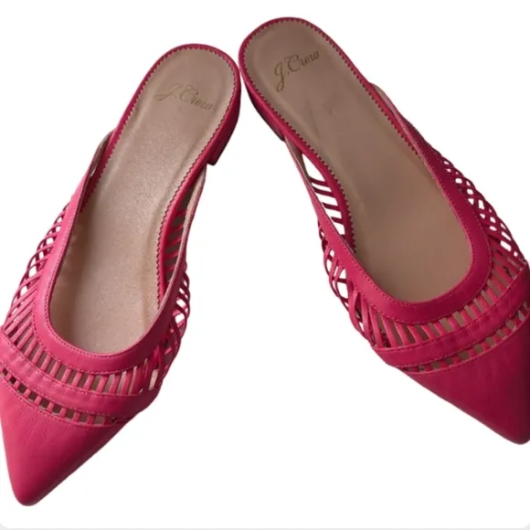 J.Crew Gwen Mule Pink Azalea Pointed Toe Flats Size 6.5