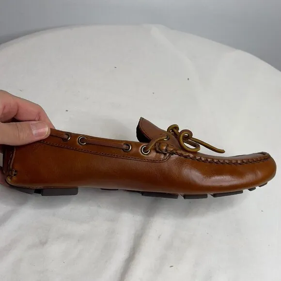 J.Crew Mens $178 Leather Driving Shoes in Lemon Tea Size 9 BW468