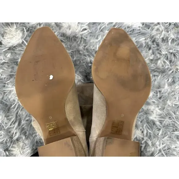Jeffrey Campbell Dagget Heeled Boots Sand Suede 9 USED