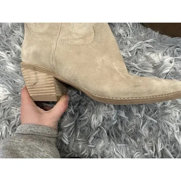 Jeffrey Campbell Dagget Heeled Boots Sand Suede 9 USED