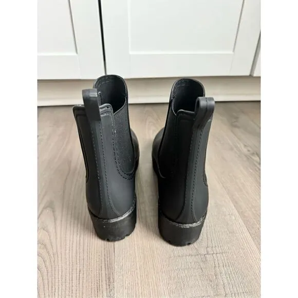 Jeffrey Campbell Havana Black Chelsea Ankle Rain Boots Size 6