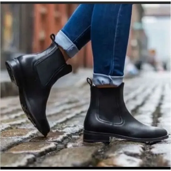 Jeffrey Campbell Havana Black Chelsea Ankle Rain Boots Size 6