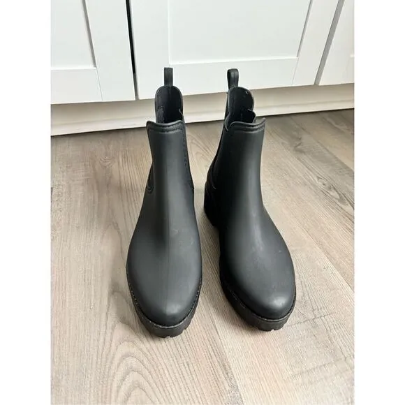 Jeffrey Campbell Havana Black Chelsea Ankle Rain Boots Size 6