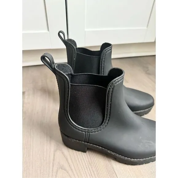 Jeffrey Campbell Havana Black Chelsea Ankle Rain Boots Size 6