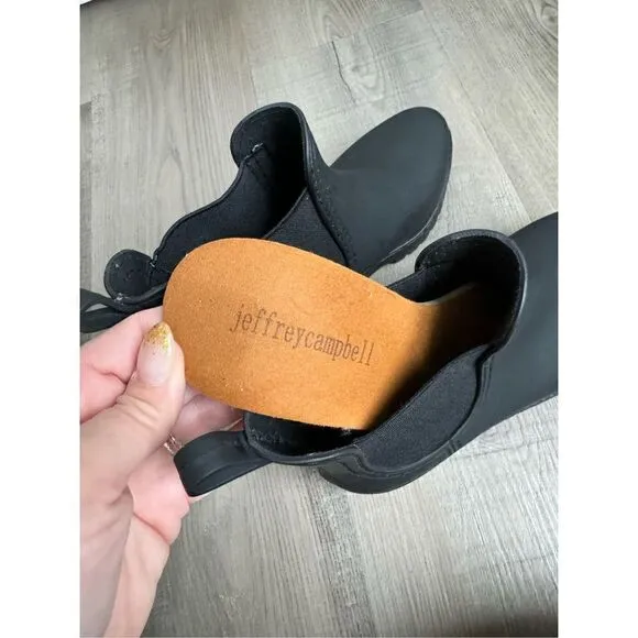 Jeffrey Campbell Havana Black Chelsea Ankle Rain Boots Size 6