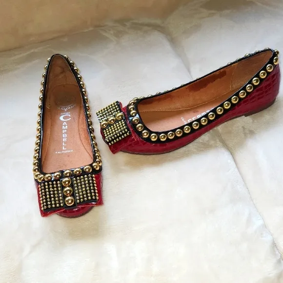 Jeffrey Campbell Red Studded Women's Flats Size 6