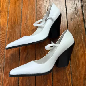 Jeffrey Campbell White Mary Jane Block Heels Size 10