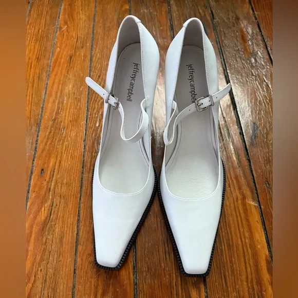 Jeffrey Campbell White Mary Jane Block Heels Size 10