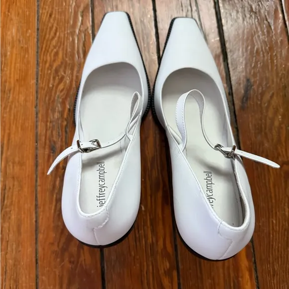 Jeffrey Campbell White Mary Jane Block Heels Size 10