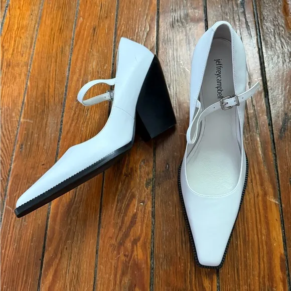 Jeffrey Campbell White Mary Jane Block Heels Size 10