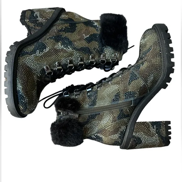 Jessica Simpson Deliah Womens Rhinestone Round Toe Ankle Boots Multi sz 7M