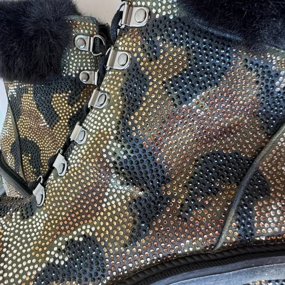 Jessica Simpson Deliah Womens Rhinestone Round Toe Ankle Boots Multi sz 7M