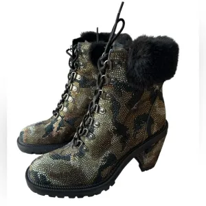Jessica Simpson Deliah Womens Rhinestone Round Toe Ankle Boots Multi sz 7M