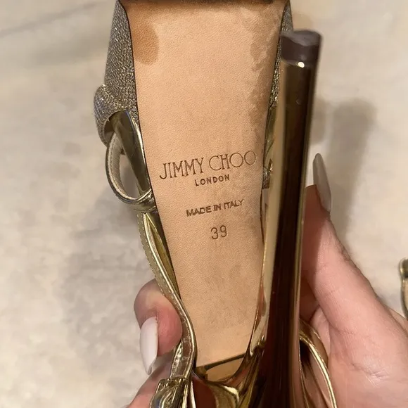 Jimmy Choo Gold Strappy High Heels