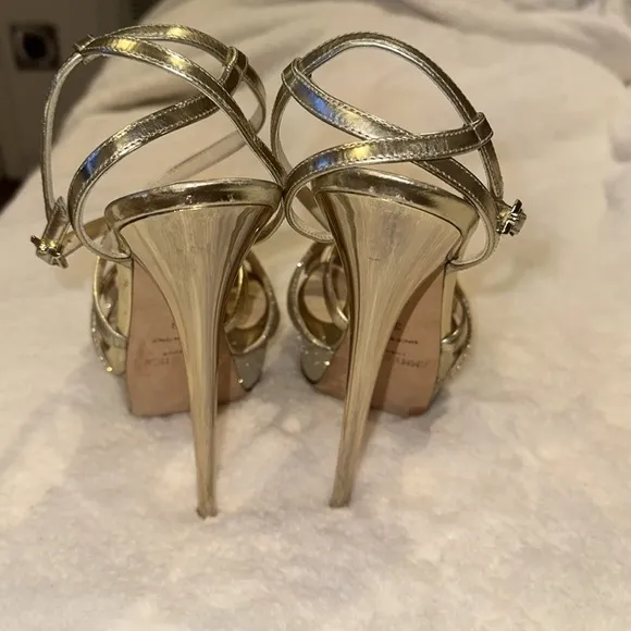 Jimmy Choo Gold Strappy High Heels