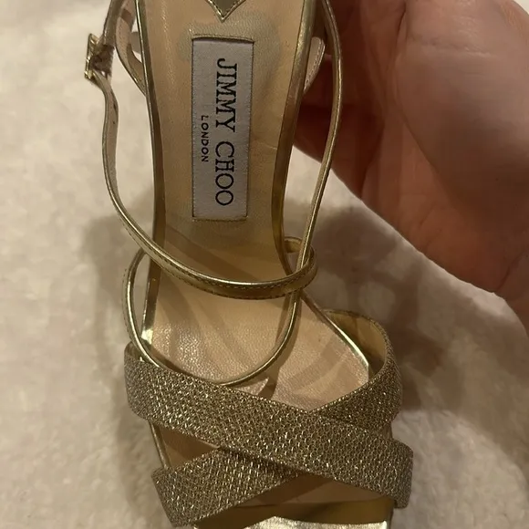 Jimmy Choo Gold Strappy High Heels