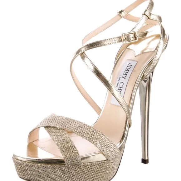 Jimmy Choo Gold Strappy High Heels