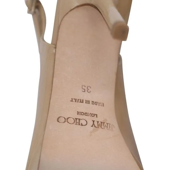 Jimmy Choo Platform Slingback Sandals in Nude Patent Leather