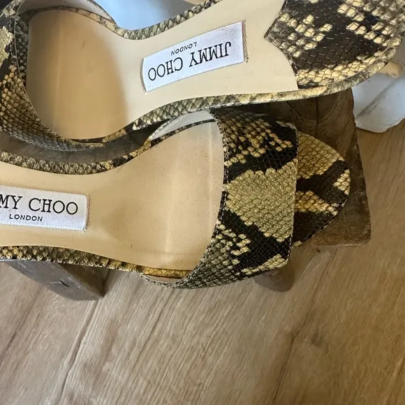 Jimmy Choo Stacey Snake-effect Leather Heels / Sandals