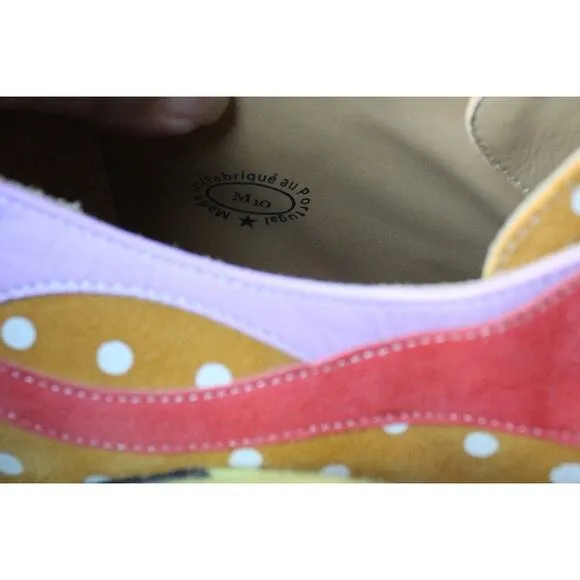 John Fluevog Dali Orange Contrast Western Lace Up Suede Heeled Shoes M10/W12