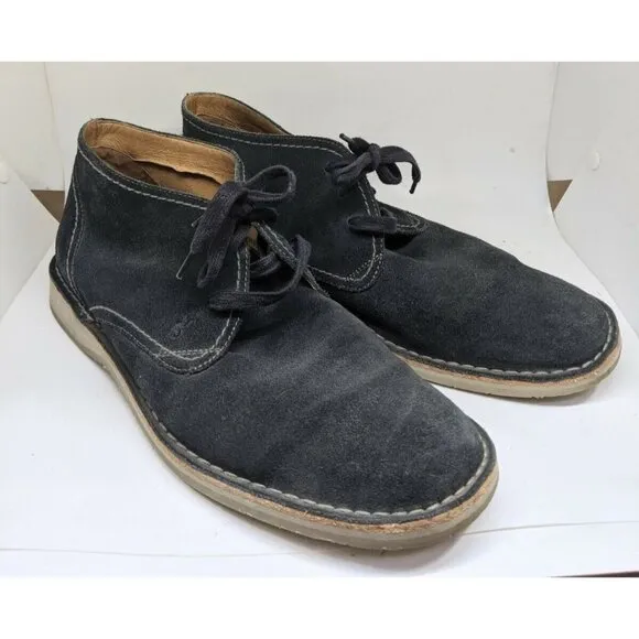 John Varvatos Men's Navy Blue Suede Leather Lace Up Chukka Boots Shoes Size 11.5