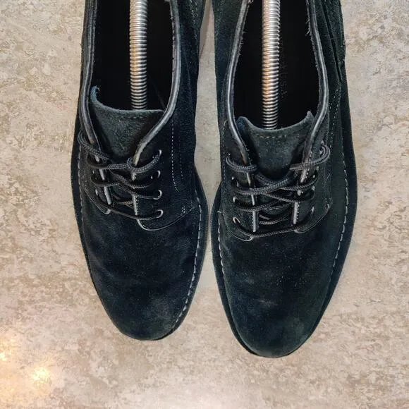 John Varvatos USA Lace-Up Oxfords Shoes Men Size 10.5 M Black Suede *Read Desc.