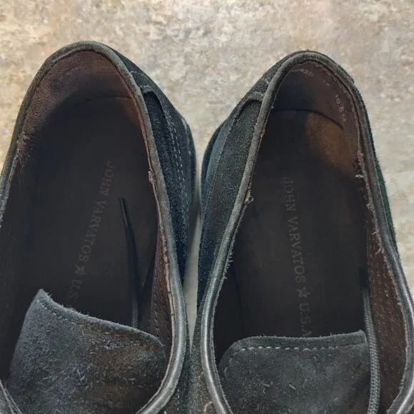 John Varvatos USA Lace-Up Oxfords Shoes Men Size 10.5 M Black Suede *Read Desc.