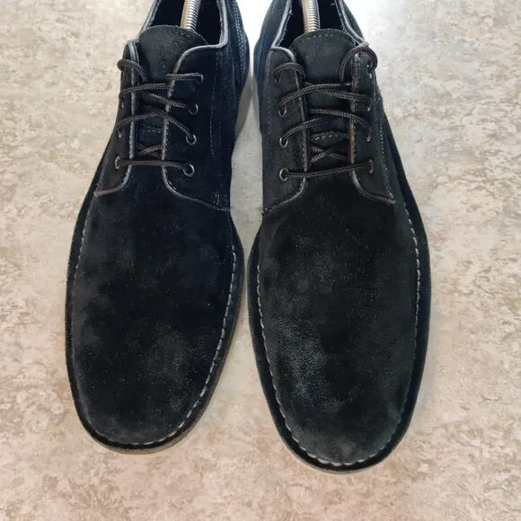 John Varvatos USA Lace-Up Oxfords Shoes Men Size 10.5 M Black Suede *Read Desc.