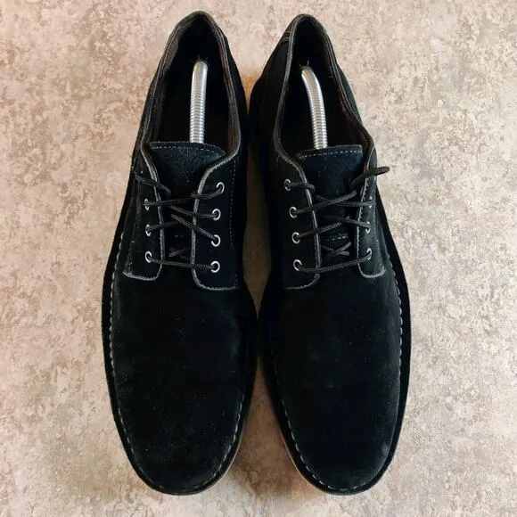 John Varvatos USA Lace-Up Oxfords Shoes Men Size 10.5 M Black Suede *Read Desc.