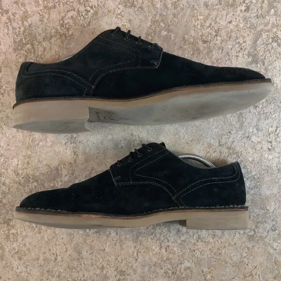 John Varvatos USA Lace-Up Oxfords Shoes Men Size 10.5 M Black Suede *Read Desc.