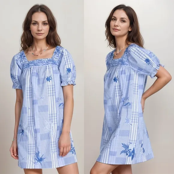 JOHNNY WAS | Workshop Marbella Square Neck Park Bohemian Print Dress | Size M