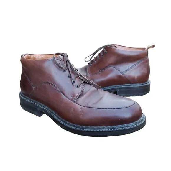 Johnston &amp; Murphy Brown Leather Boots Lace Up Ankle Italy Sz US 10 EU 43