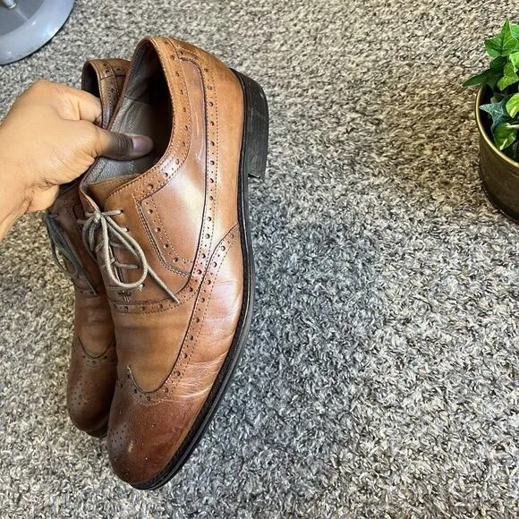 Johnston &amp; Murphy Shoes Tyndall Wingtip Oxford Shoe Brown Leather Men’s 13 M