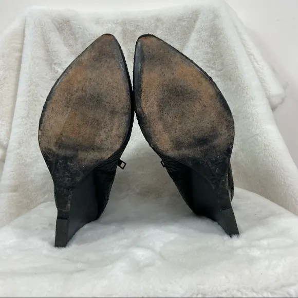 JOIE Jalena black Snake Embossed Wedge Ankle Bootie. 39/9