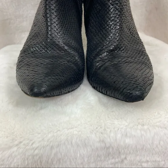 JOIE Jalena black Snake Embossed Wedge Ankle Bootie. 39/9