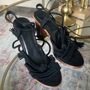 Joie Women’s Casual Lace up Suede Sexy stacked heel Sandal Size 38