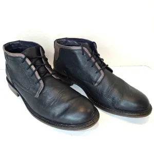 Josef Seibel Men's Black Leather Ankle Boots Size 45 US 11.5