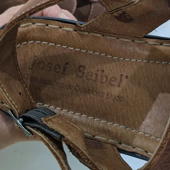 Josef Seibel Women Brown Leather Strappy Sandals The European Comfort Shoes 9