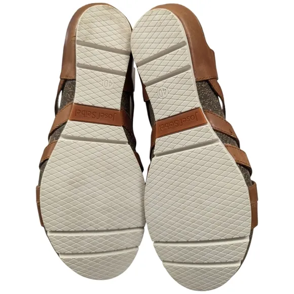 Josef Seibel | Women's Hailey 17 Leather Gladiator Sandals | Camel | 9.5 EU 40