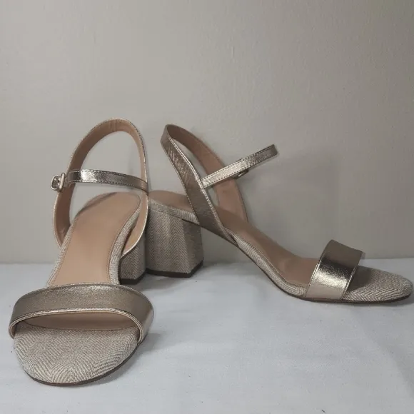 Josie Metallic Leather Block Heel Dress Sandals