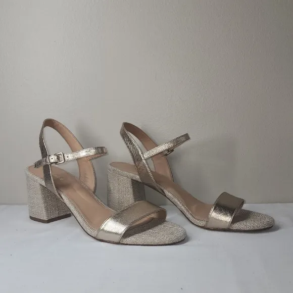 Josie Metallic Leather Block Heel Dress Sandals