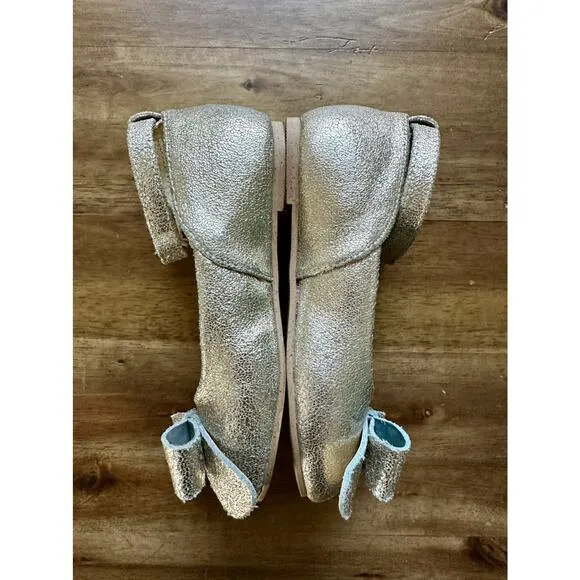 Joyfolie Gold Metallic Lyra Bow Mary Jane Dress Shoes Headband Flats Preppy  8