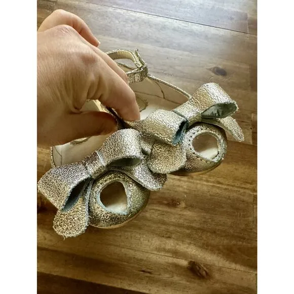 Joyfolie Gold Metallic Lyra Bow Mary Jane Dress Shoes Headband Flats Preppy  8