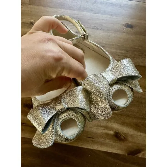 Joyfolie Gold Metallic Lyra Mary Jane Bow Dress Shoes Flats Headband Preppy 12