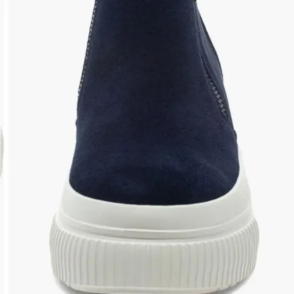 J/Slides Wyona WP Waterproof Wedge Sneaker- Navy Suede
