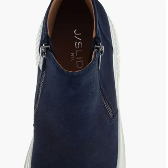 J/Slides Wyona WP Waterproof Wedge Sneaker- Navy Suede