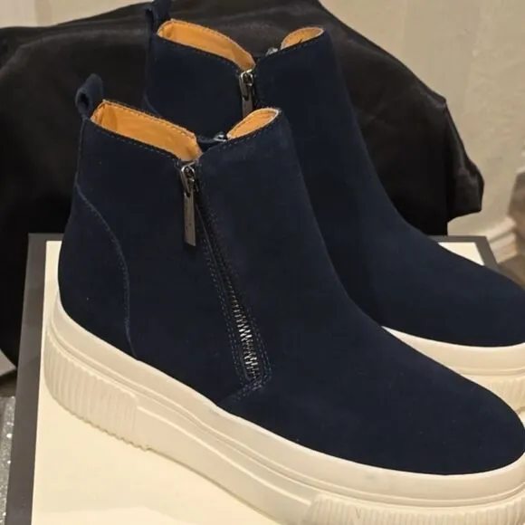J/Slides Wyona WP Waterproof Wedge Sneaker- Navy Suede
