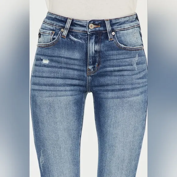 Just In!! Kancan High Waist Distressed Raw Hem Ankle Skinny Jeans